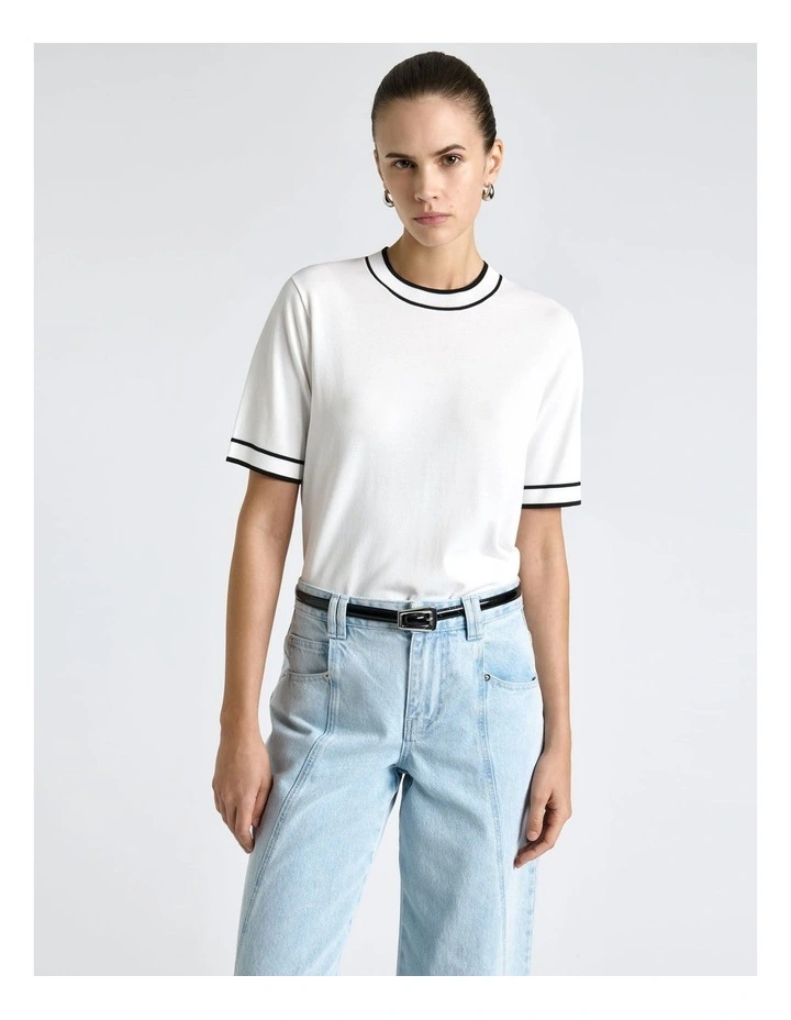 Knitted Tee with Contrast Tipping image 3