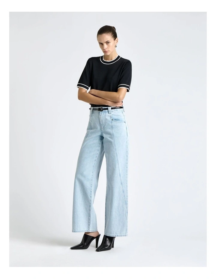 Knitted Tee with Contrast Tipping image 1