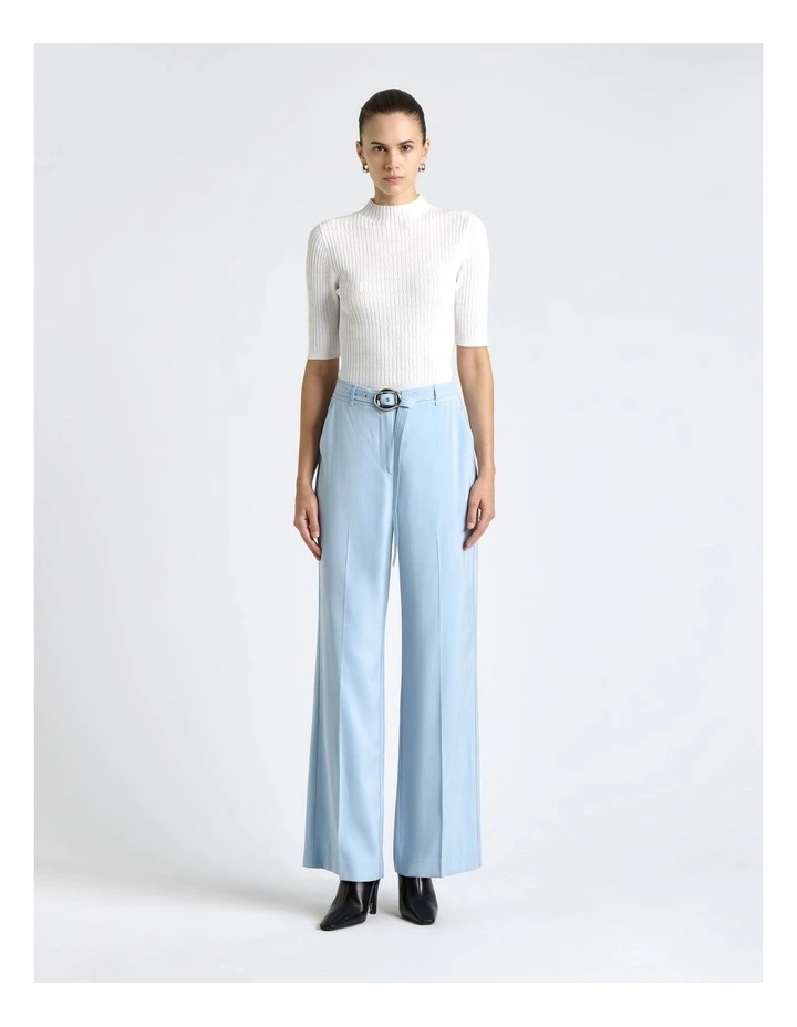 Textured Elbow Sleeve Funnel Neck Knit image 1