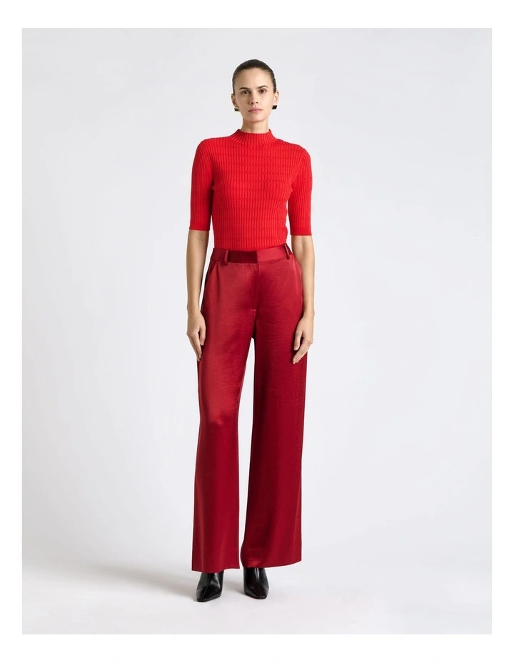Textured Elbow Sleeve Funnel Neck Knit image 1