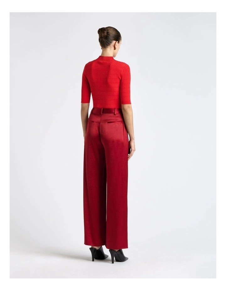 Textured Elbow Sleeve Funnel Neck Knit image 2