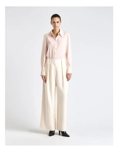 Viscose Twill Wide Leg Pant in Cream