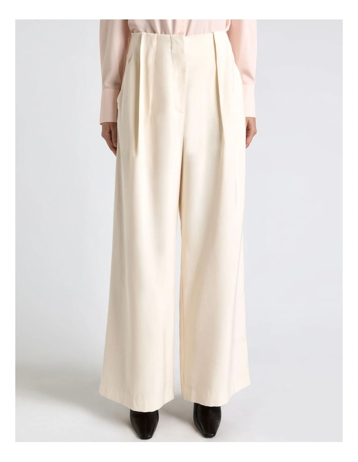 Viscose Twill Wide Leg Pant in Cream image 3
