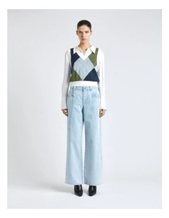 Argyle V-Neck Vest in Blue