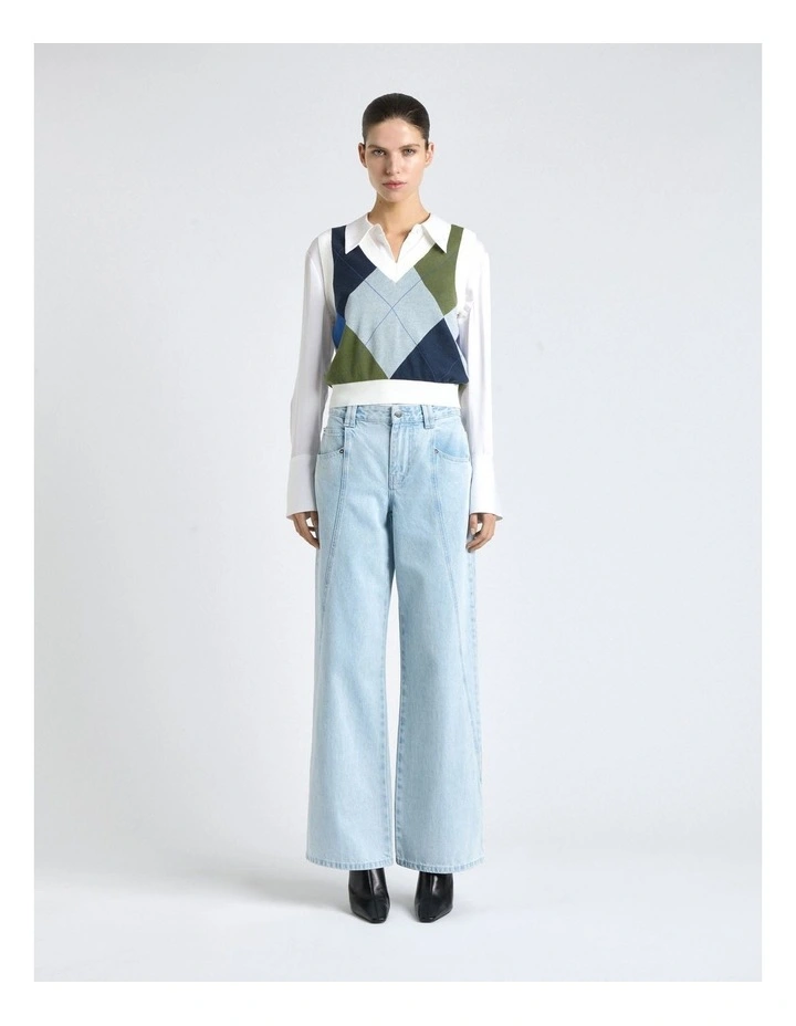 Argyle V-Neck Vest in Blue image 1