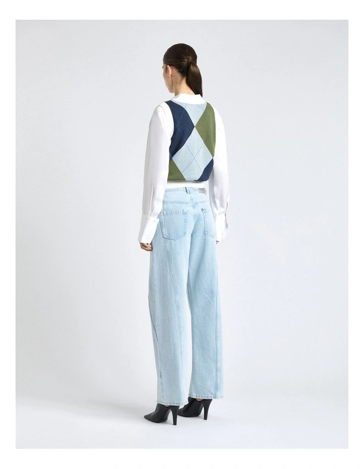 Argyle V-Neck Vest in Blue image 2