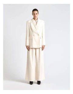Viscose Twill Double Breasted Blazer in Cream