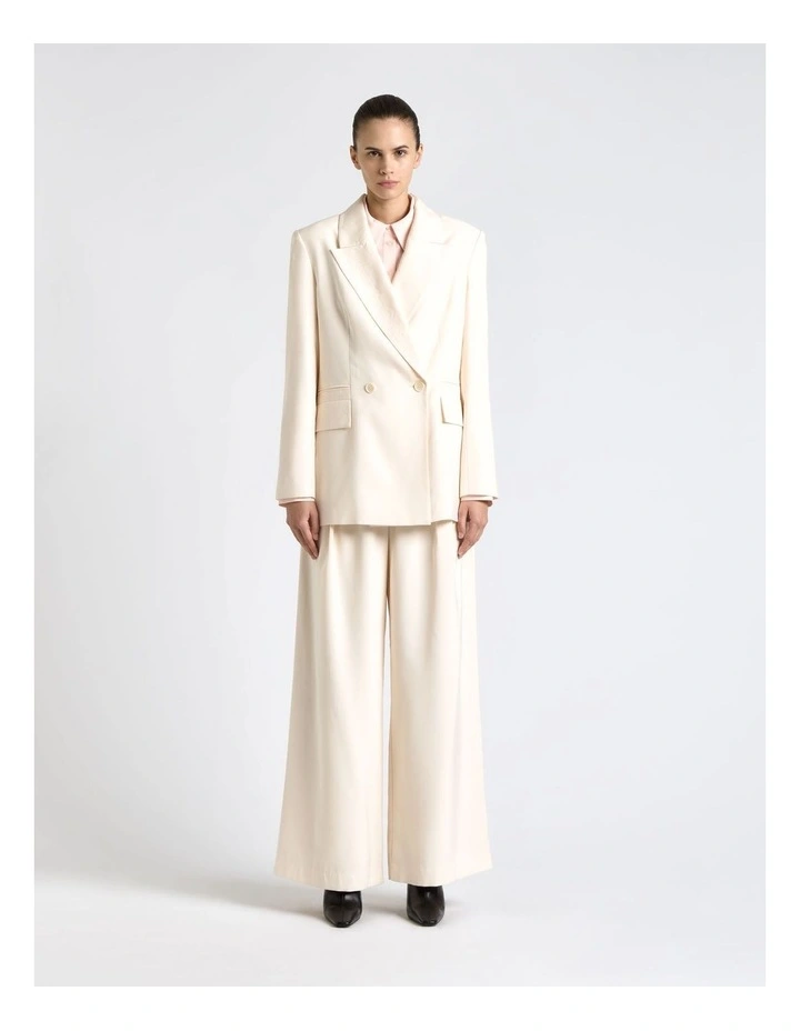 Viscose Twill Double Breasted Blazer in Cream image 1