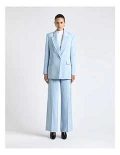 Viscose Twill Topstitched Blazer in Pale Blue
