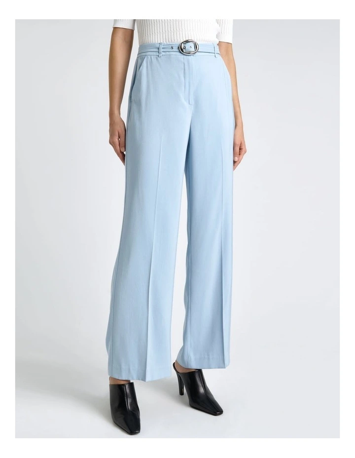 Viscose Twill Straight Leg Belted Pant in Blue image 3