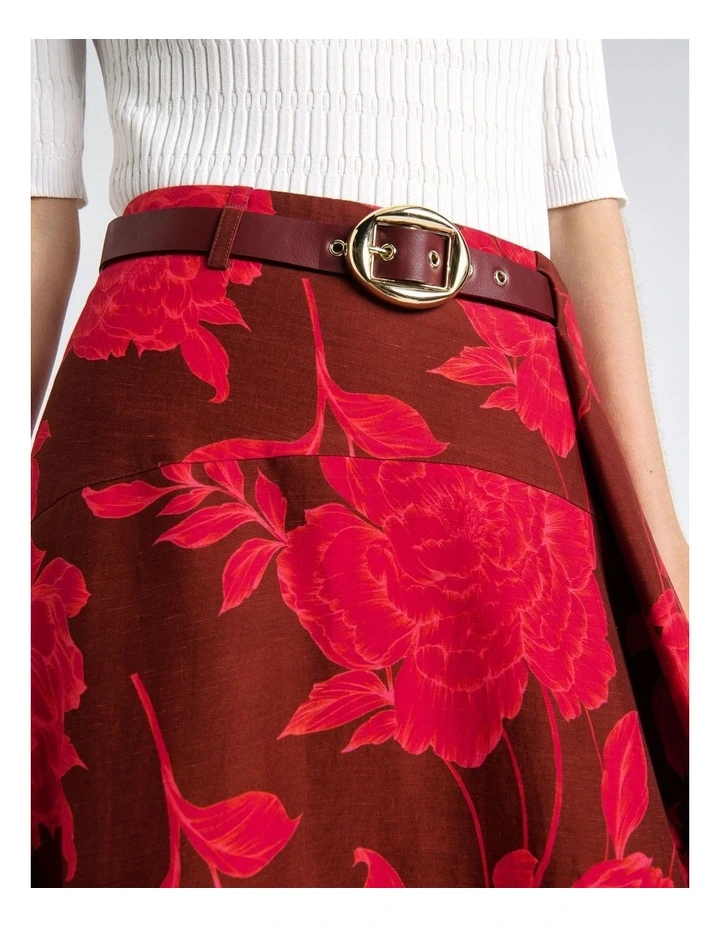 Amour Floral Waterfall Midi Skirt in Pink image 4