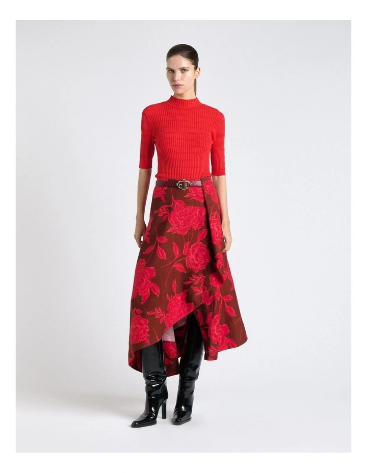 Amour Floral Waterfall Midi Skirt in Pink image 5