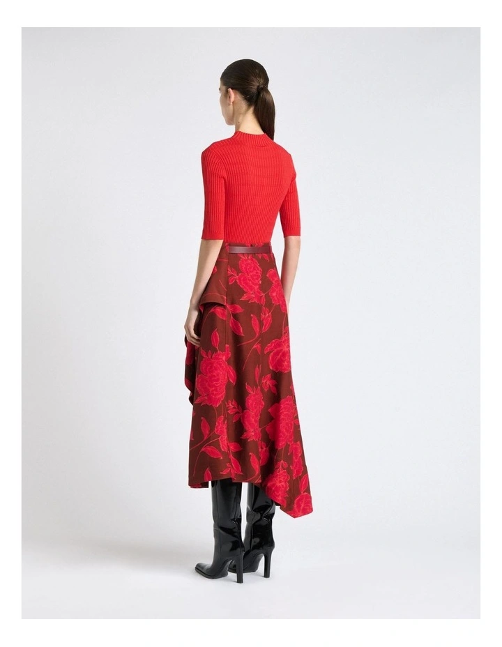 Amour Floral Waterfall Midi Skirt in Pink image 6