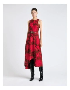 Amour Floral Waterfall Midi Dress in Pink