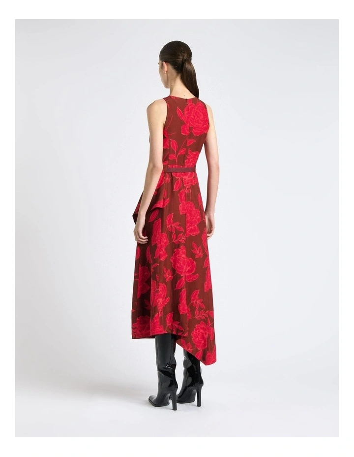 Amour Floral Waterfall Midi Dress in Pink image 2