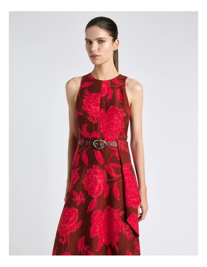 Amour Floral Waterfall Midi Dress in Pink image 3