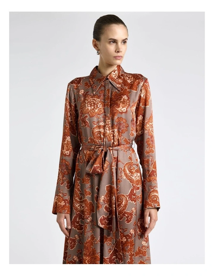Rustic Bloom Satin Asymmetric Hem Midi Dress image 3