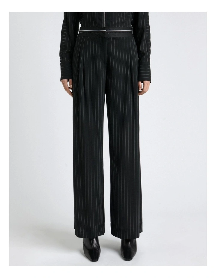 Sheer Stripe Straight Leg Pant in Black image 3