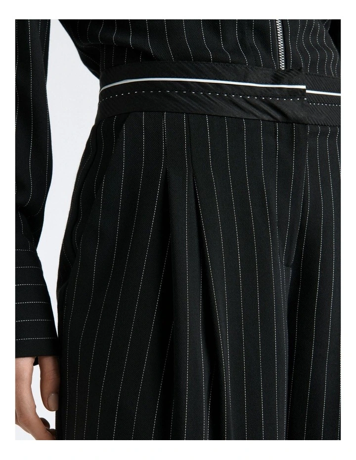 Sheer Stripe Straight Leg Pant in Black image 4