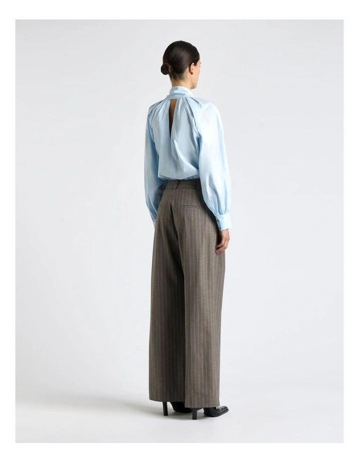Good Earth Cotton Tie Neck Blouse in Sky image 2