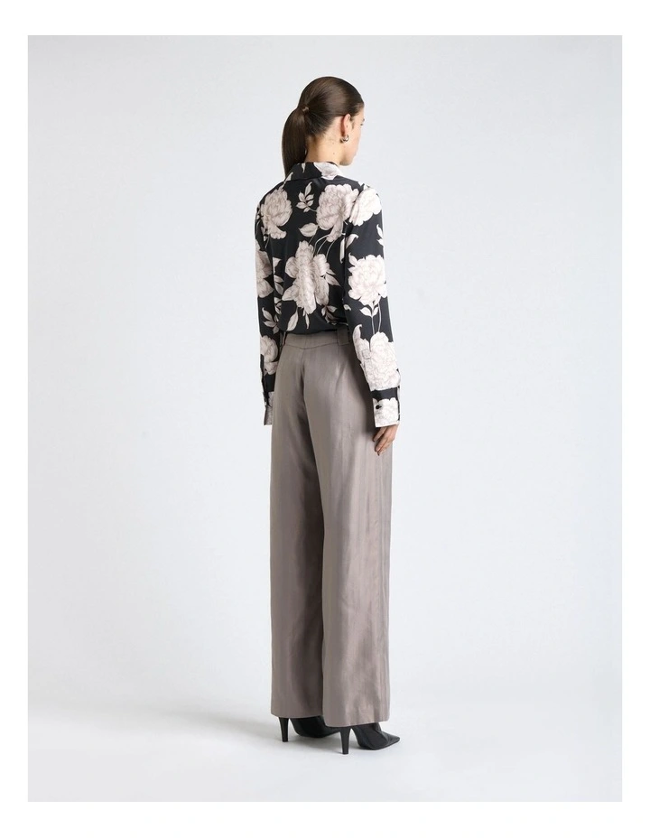 Rose Satin Shirt in Black image 2