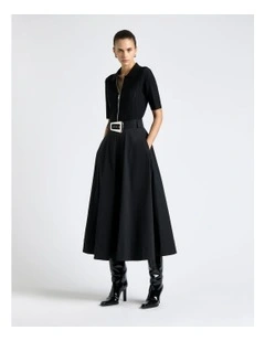 Good Earth Cotton Midi Circle Skirt in Black