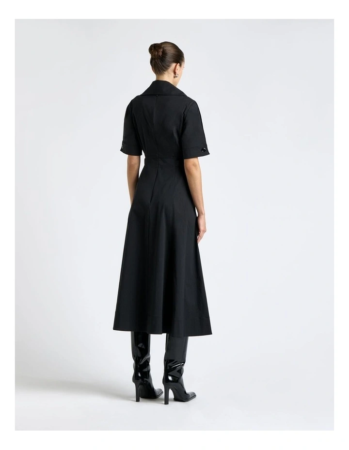 Good Earth Cotton Button Detail Midi Dress in Black image 2