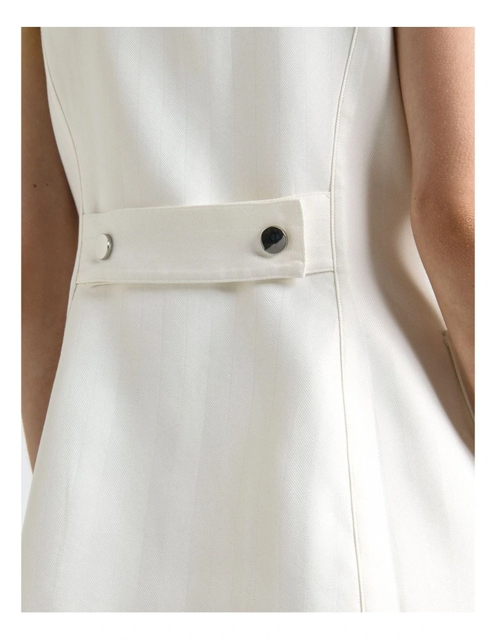 European Self Stripe Collarless Vest in Ivory image 5
