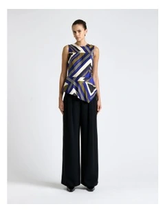 Cobalt Tile Peplum Top in Blue