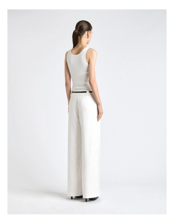 European Self Stripe Straight Leg Pant in Ivory image 2