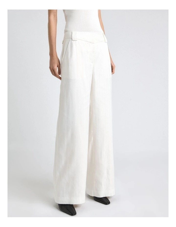 European Self Stripe Straight Leg Pant in Ivory image 3