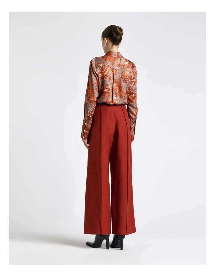 Linen Blend Panelled Straight Leg Pant image 2
