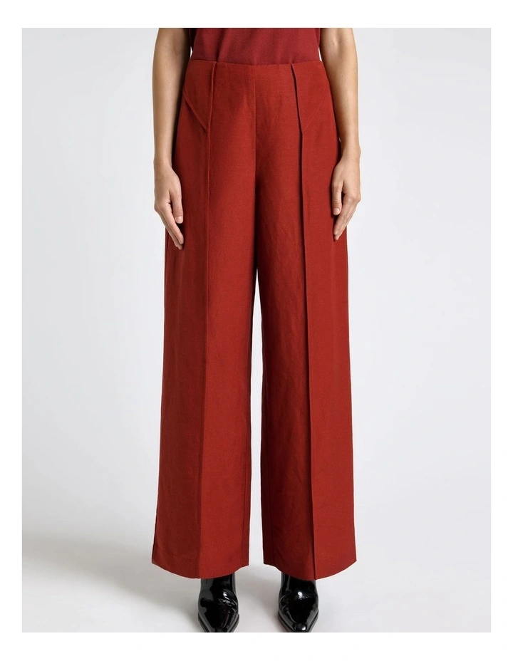 Linen Blend Panelled Straight Leg Pant image 3