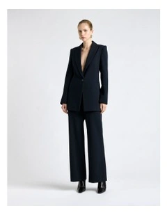 Stretch Suiting Longline Blazer in Dark Ink