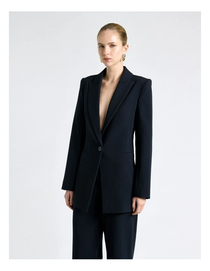 Stretch Suiting Longline Blazer in Dark Ink image 3