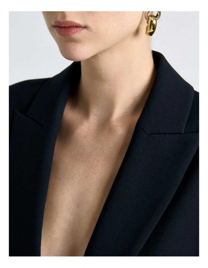 Stretch Suiting Longline Blazer in Dark Ink image 4