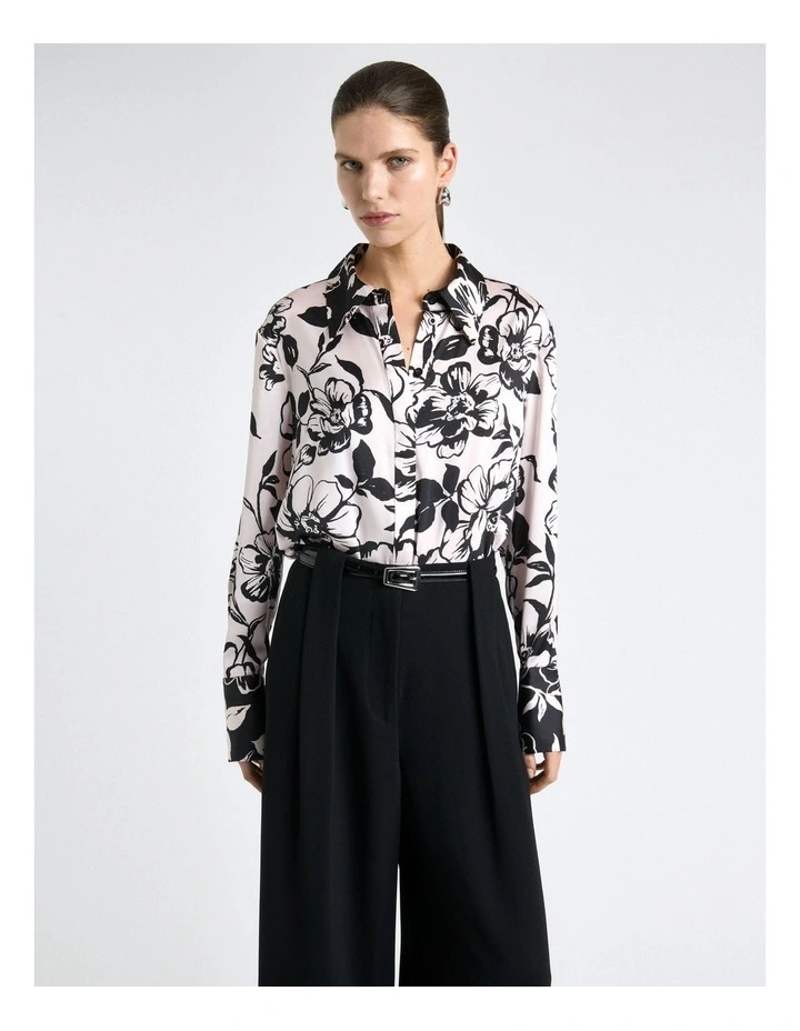 Floral Two Tone Spliced Shirt in Pink image 3