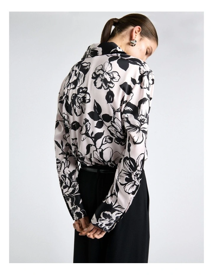 Floral Two Tone Spliced Shirt in Pink image 4