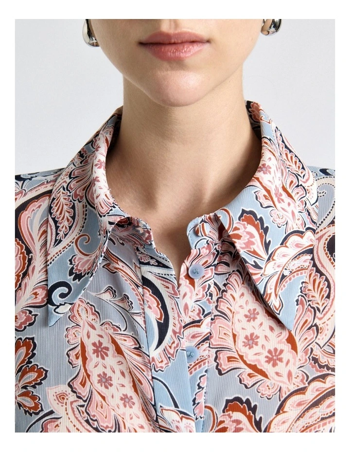 Filigree Paisley Georgette Shirt in Pale Blue image 4