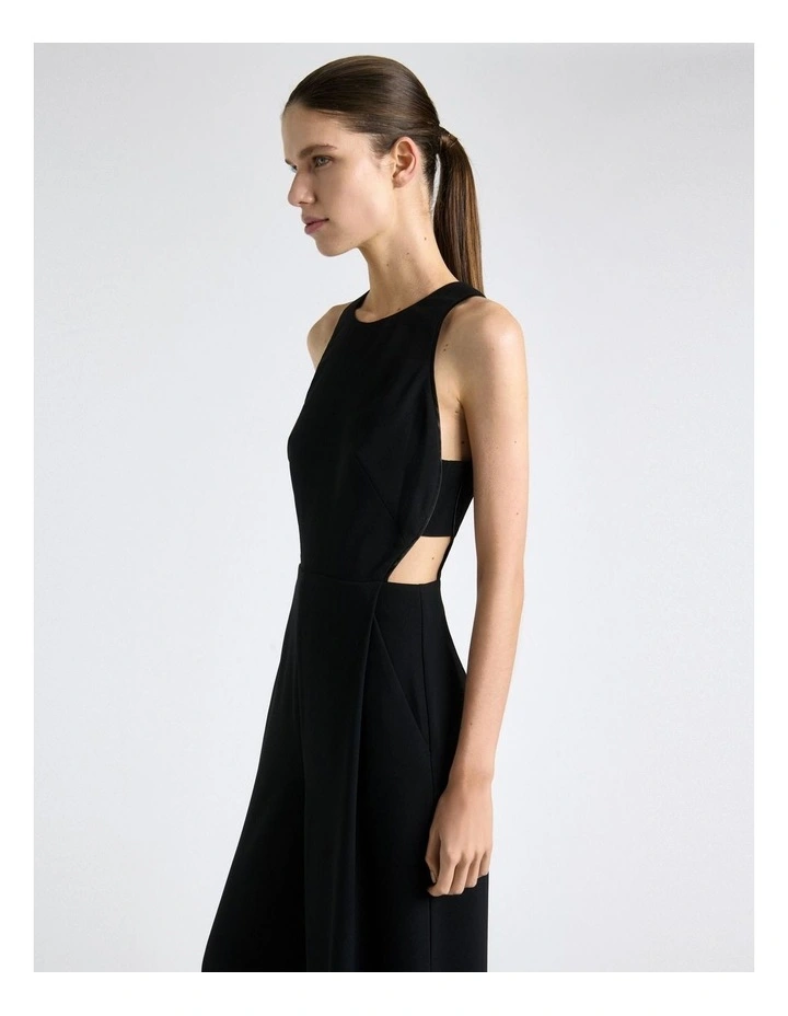 Recycled Crepe Satin Bind Jumpsuit in Black image 4