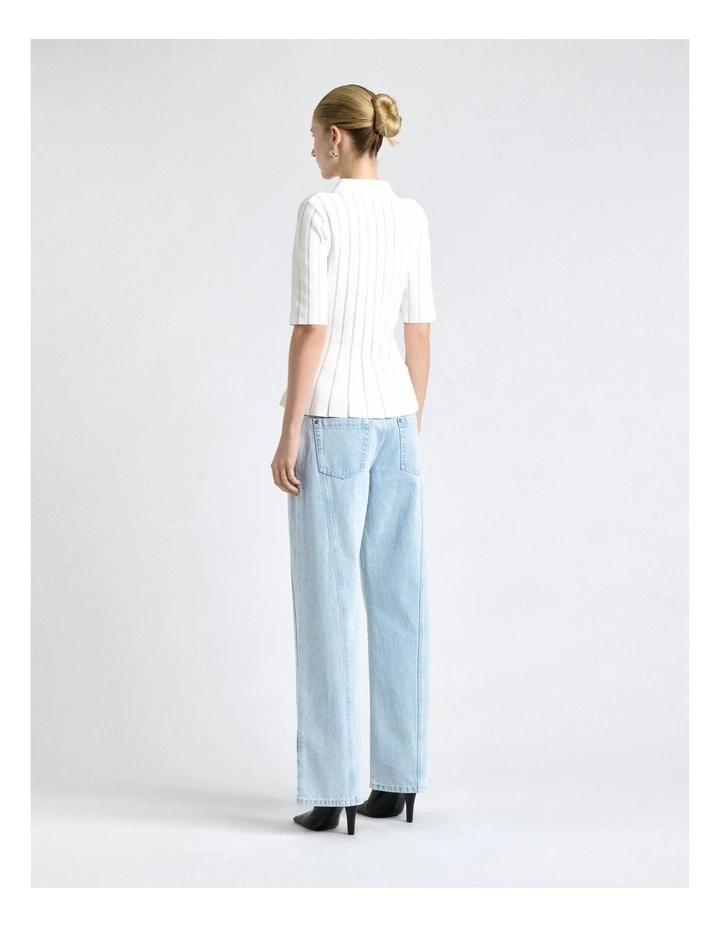 Zipper Front Peplum Knit Top image 2