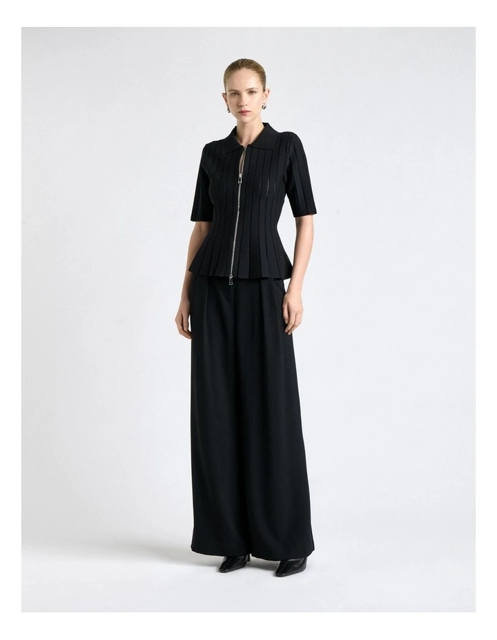 Zipper Front Peplum Knit Top image 1