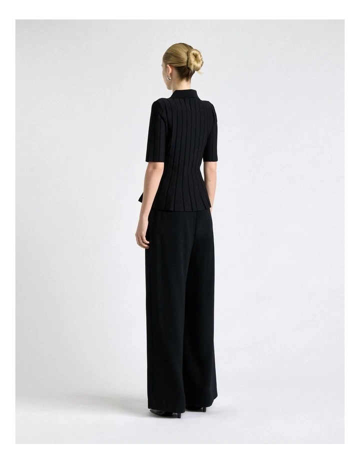 Zipper Front Peplum Knit Top image 2