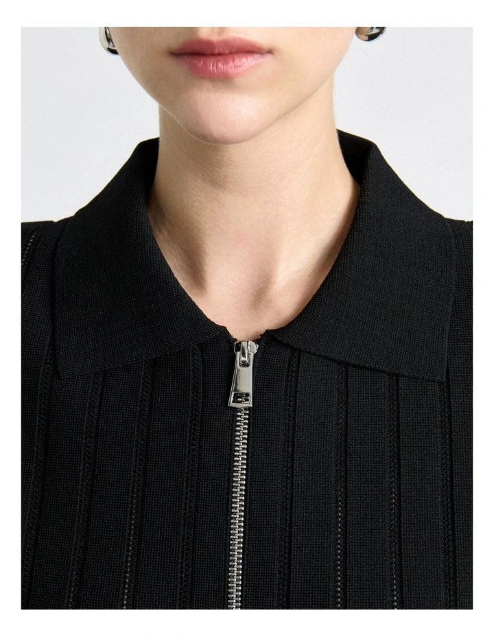 Zipper Front Peplum Knit Top image 4