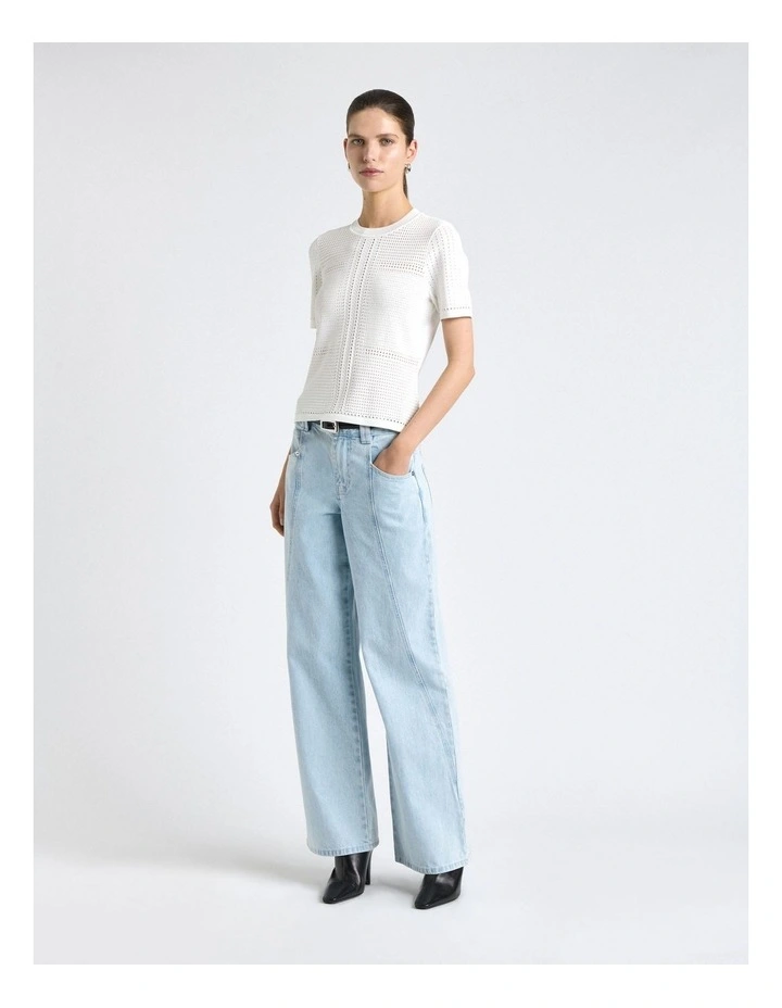 Perforated Short Sleeve Knit Top image 1