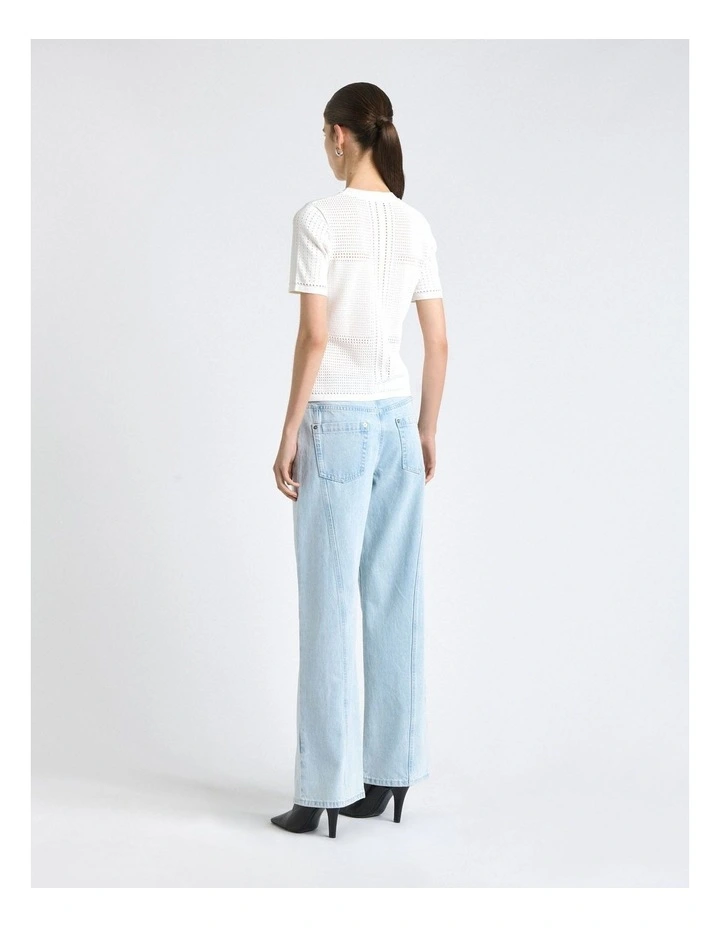 Perforated Short Sleeve Knit Top image 2