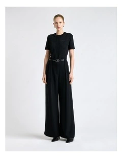 Perforated Short Sleeve Knit Top
