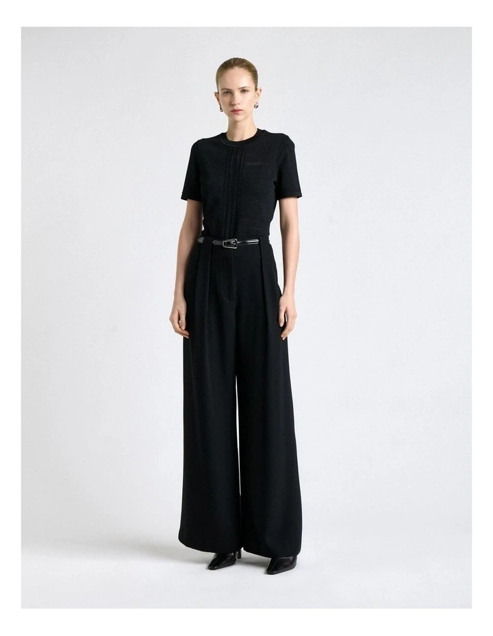 Perforated Short Sleeve Knit Top image 1