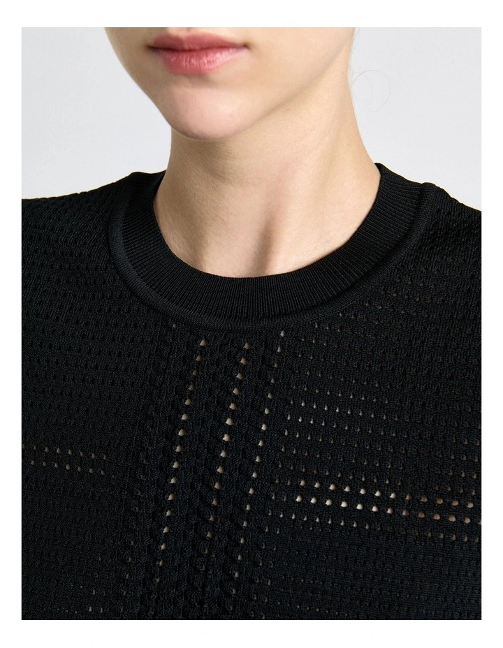 Perforated Short Sleeve Knit Top image 4