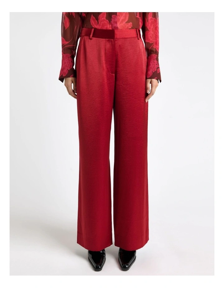 Viscose Blend Satin Straight Leg Pant in Pink image 3